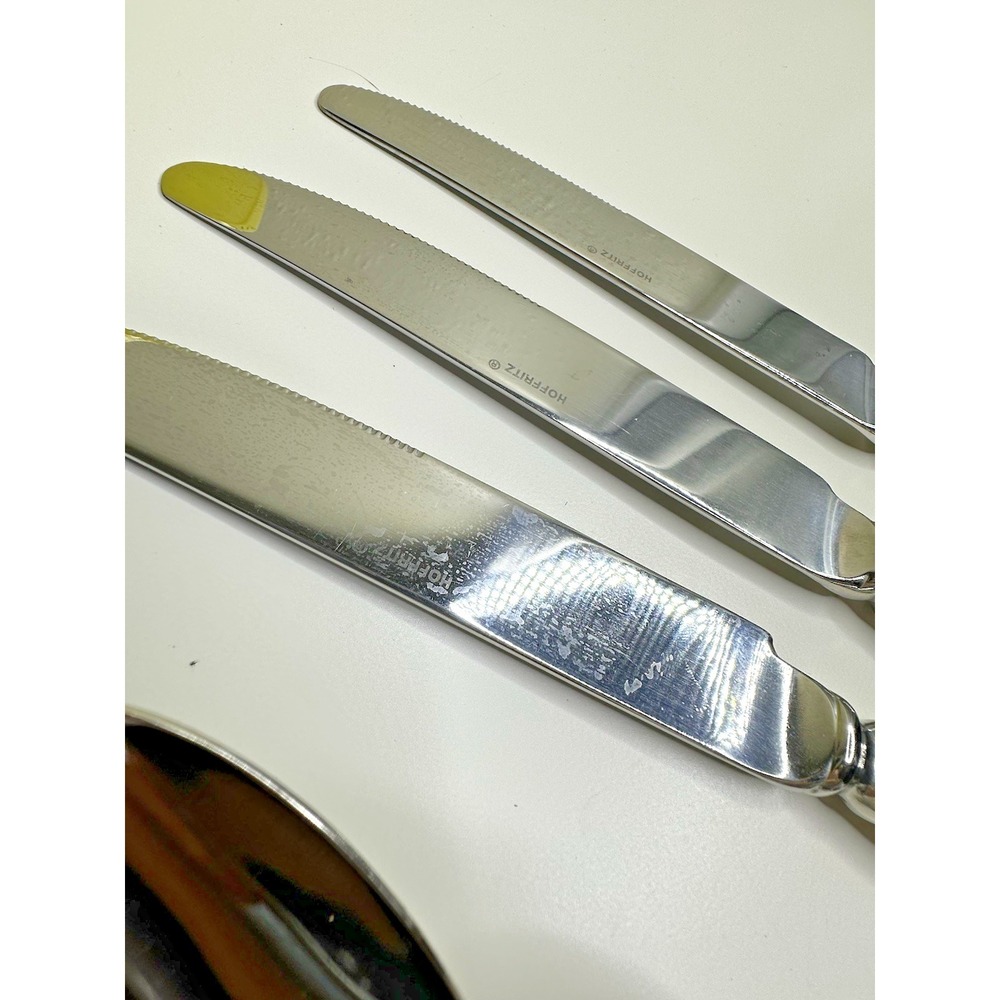 Hoffritz Orleans Glossy Stainless Flatware Knives Serving Spoons 9 pc 18/10 - Picture 4 of 8
